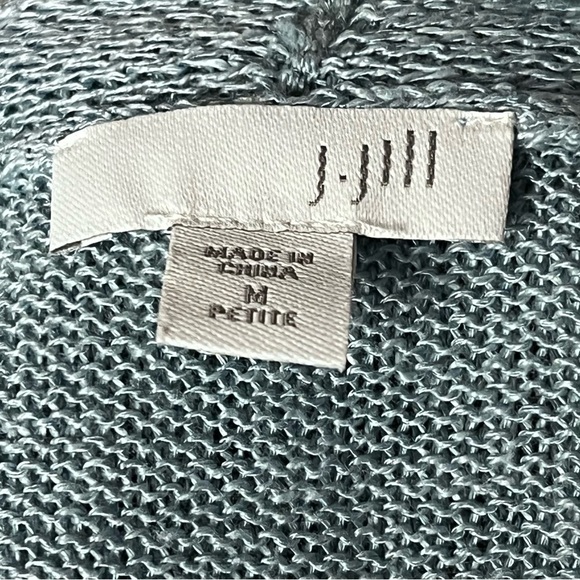 J. Jill | Blue Linen Blend Open Front Longline Duster Cardigan, Medium Petite - Picture 4 of 5